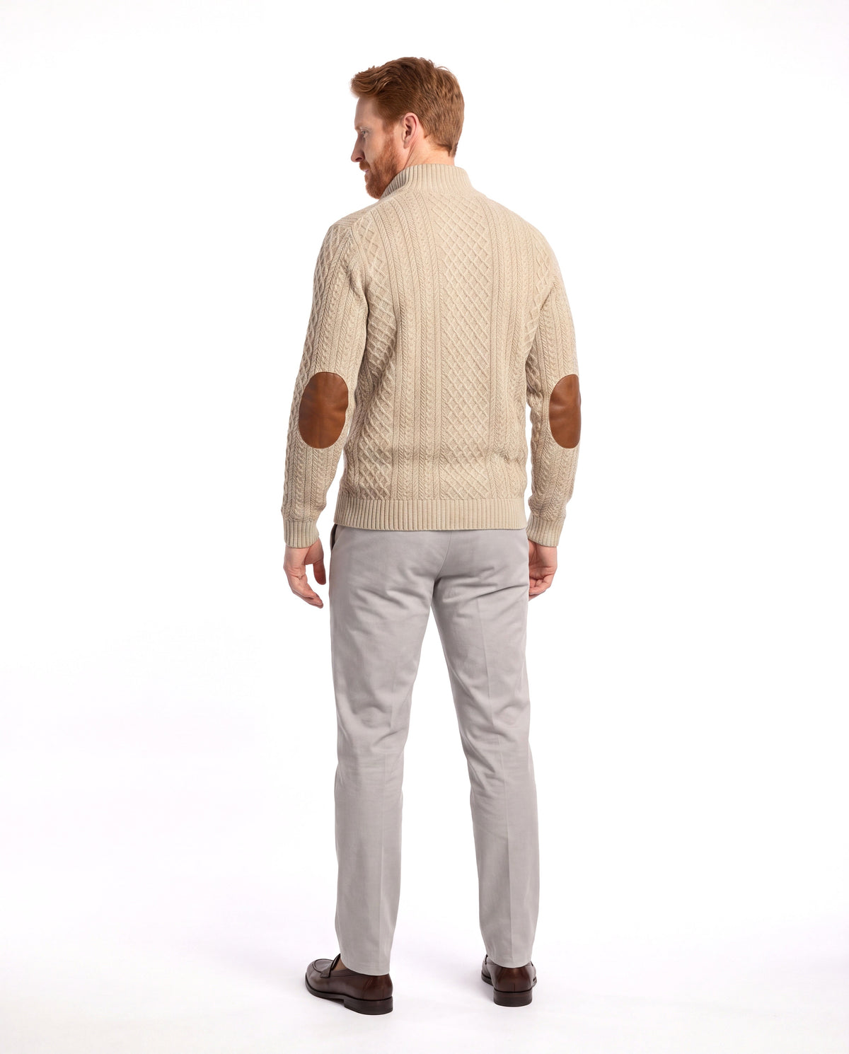 James | Cozy Cable-Knit Elbow-Patch Sweater - Valereo
