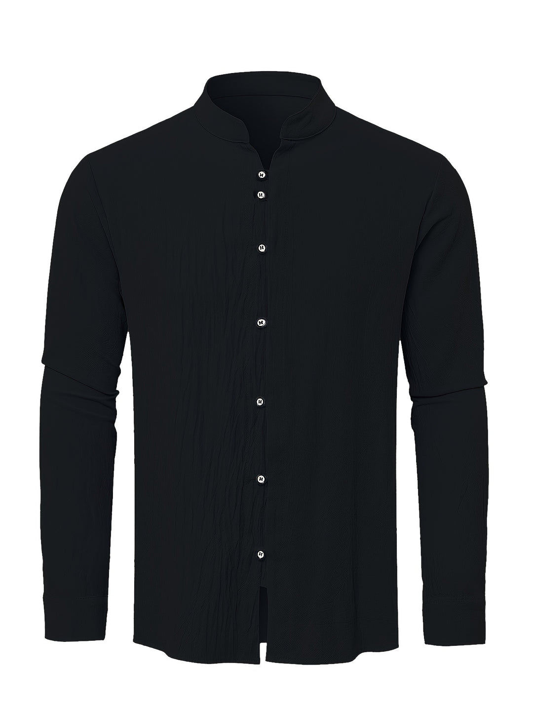 James | Relaxed Band Collar Cotton Shirt - Valereo