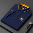 Men's Embroidered Polo Shirt Contrast Collar