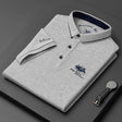Men's Embroidered Polo Shirt Contrast Collar