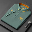 Men's Embroidered Polo Shirt Contrast Collar