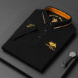 Men's Embroidered Polo Shirt Contrast Collar