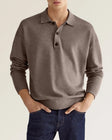 Men's Long Sleeve Polo Shirt Button Placket