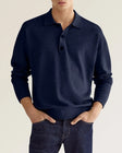 Men's Long Sleeve Polo Shirt Button Placket