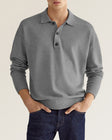 Men's Long Sleeve Polo Shirt Button Placket