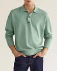 Men's Long Sleeve Polo Shirt Button Placket