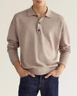 Men's Long Sleeve Polo Shirt Button Placket