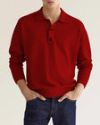 Men's Long Sleeve Polo Shirt Button Placket