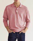 Men's Long Sleeve Polo Shirt Button Placket