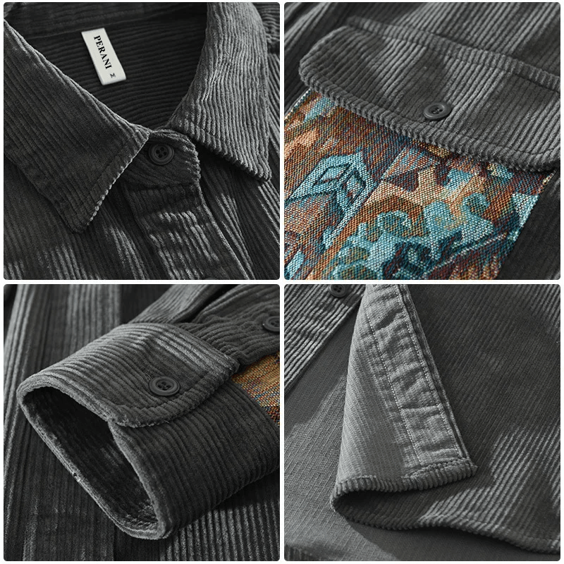 Jason | Casual Corduroy Contrast-Pocket Shirt - Valereo