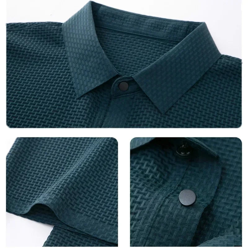 Jason | Elegant Waffle Knit Polo Shirt - Valereo