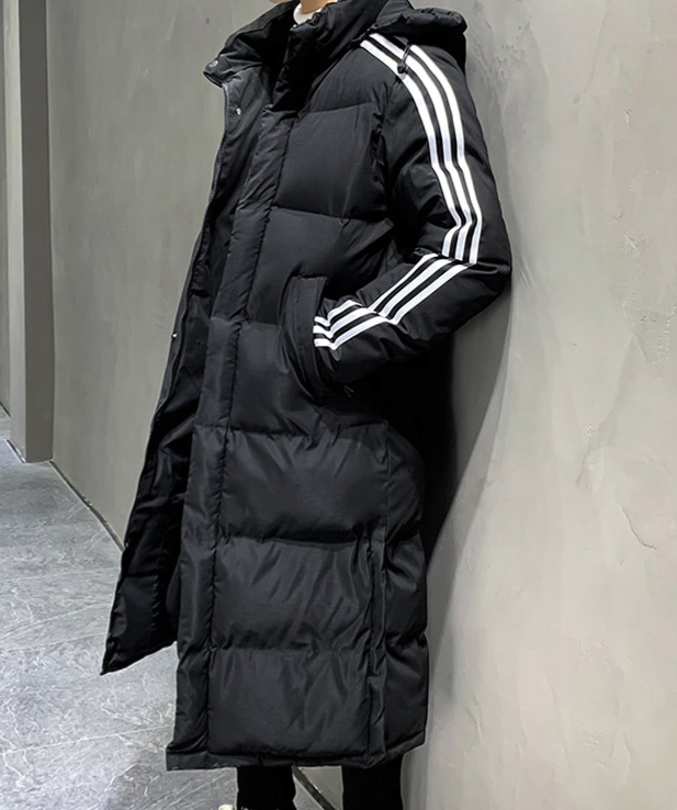 Jason | Modern Striped Long Puffer Jacket - Valereo