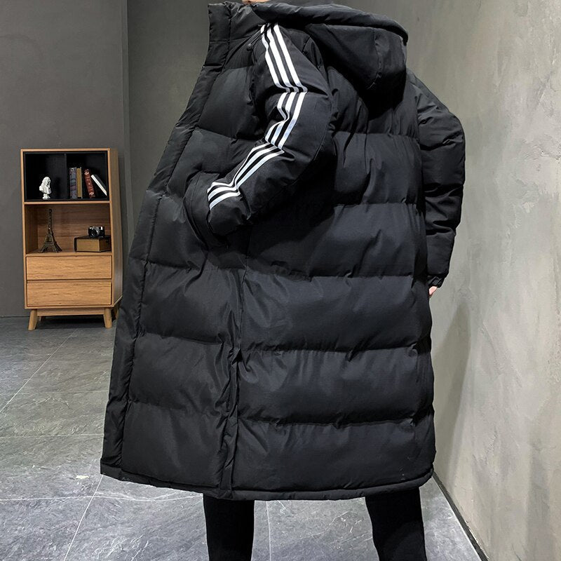 Jason | Modern Striped Long Puffer Jacket - Valereo