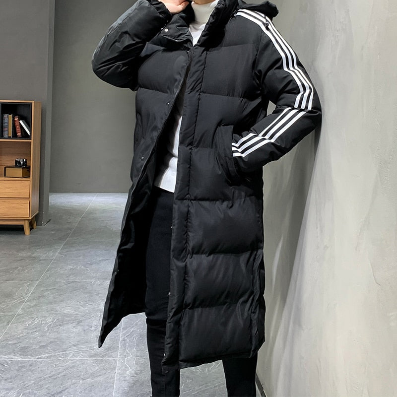Jason | Modern Striped Long Puffer Jacket - Valereo