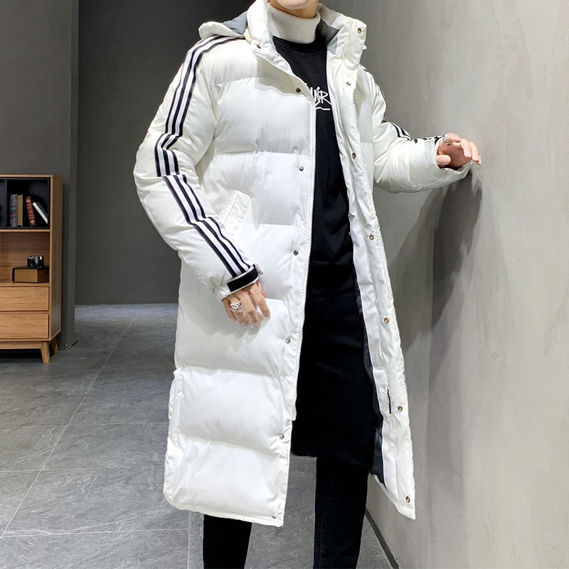 Jason | Modern Striped Long Puffer Jacket - Valereo