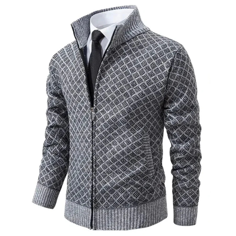 Jermaine | Cozy Diamond Knit Cardigan - Valereo