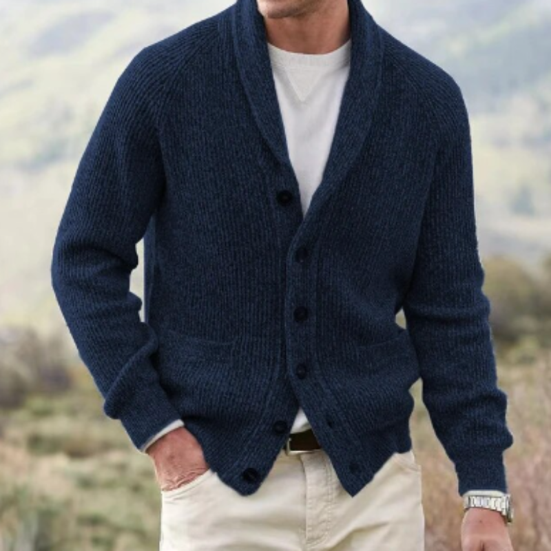 Jermaine | Elegant Shawl Collar Ribbed Cardigan - Valereo