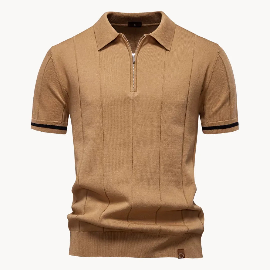Jermaine | Refined Ribbed Zip Polo Shirt - Valereo