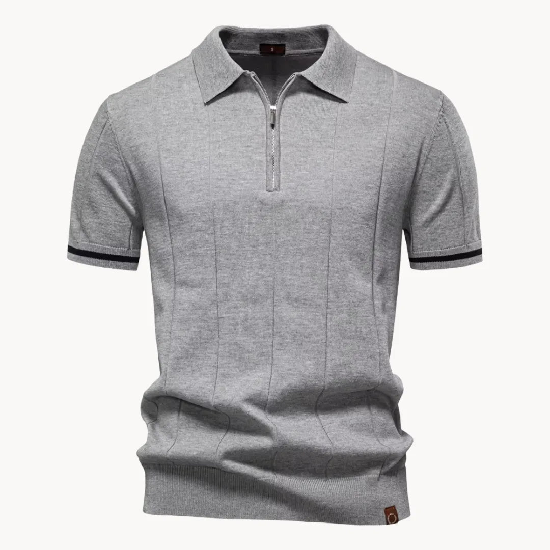 Jermaine | Refined Ribbed Zip Polo Shirt - Valereo