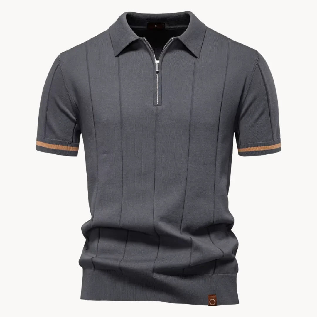 Jermaine | Refined Ribbed Zip Polo Shirt - Valereo