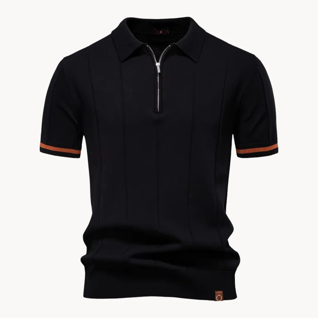 Jermaine | Refined Ribbed Zip Polo Shirt - Valereo