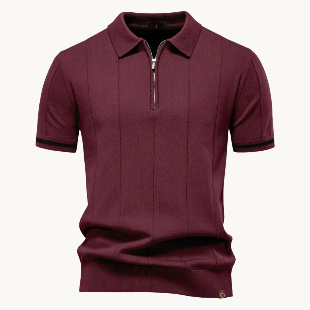 Jermaine | Refined Ribbed Zip Polo Shirt - Valereo