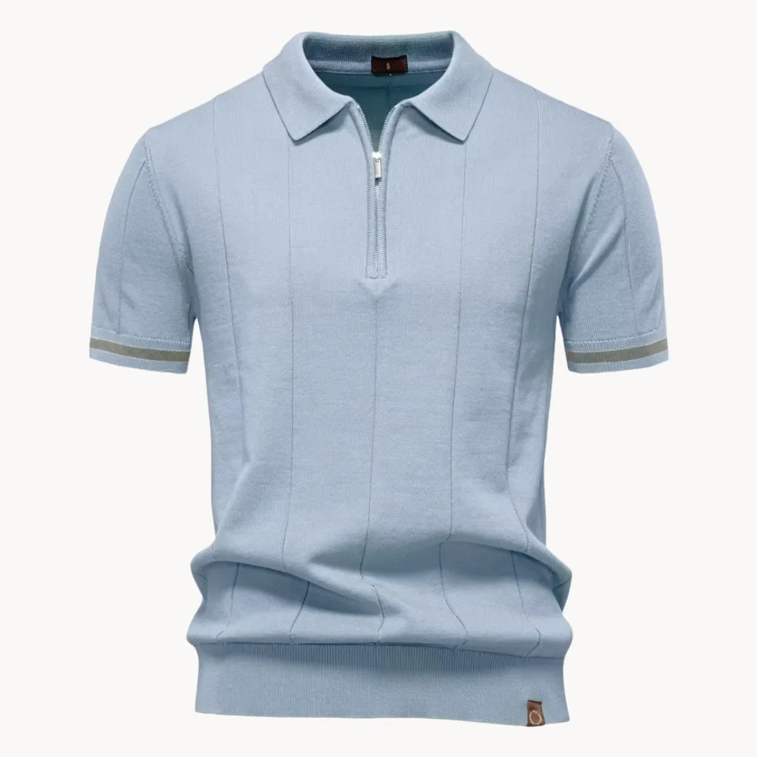 Jermaine | Refined Ribbed Zip Polo Shirt - Valereo