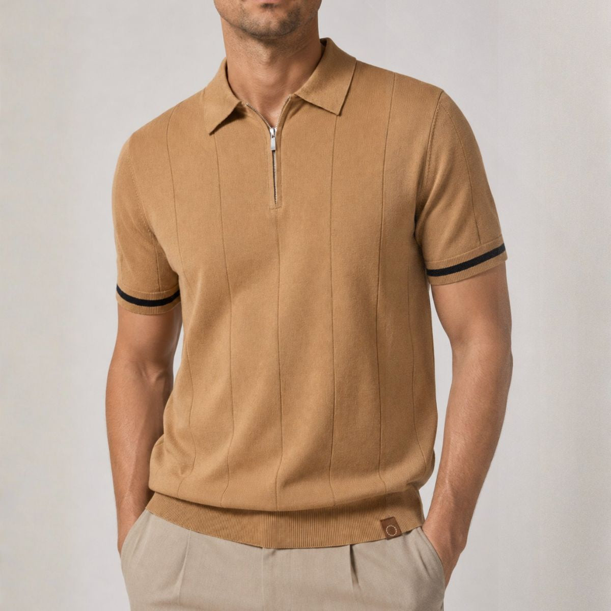 Jermaine | Refined Ribbed Zip Polo Shirt - Valereo