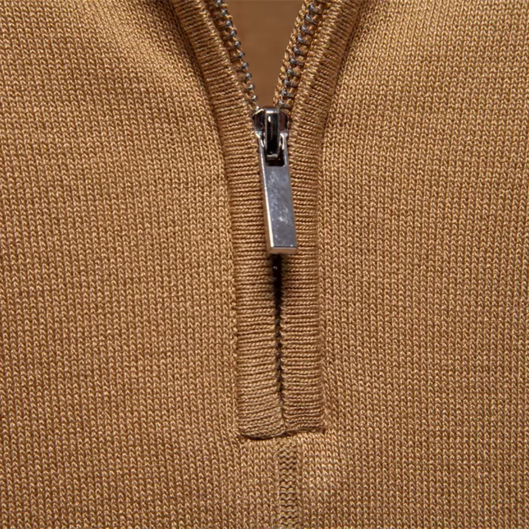 Jermaine | Refined Ribbed Zip Polo Shirt - Valereo