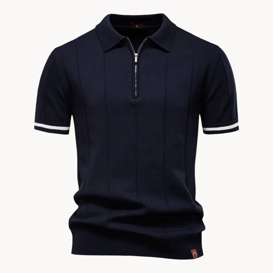 Jermaine | Refined Ribbed Zip Polo Shirt - Valereo