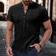 Men's Linen Henley Shirt V-Neck Button Front