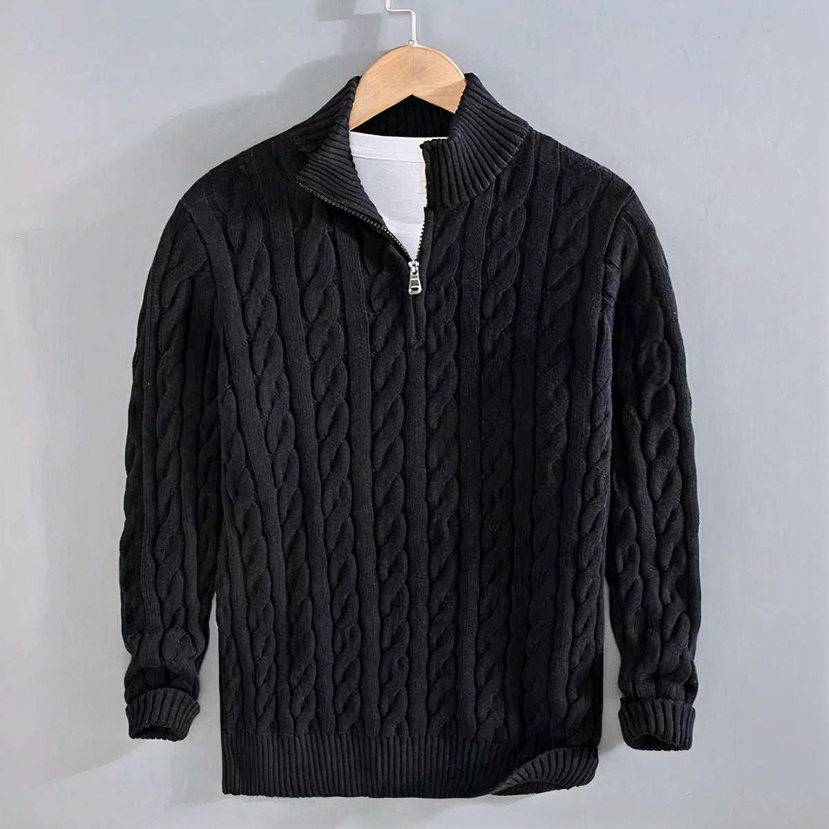 Julian | Refined Cable Knit Quarter-Zip Sweater - Valereo