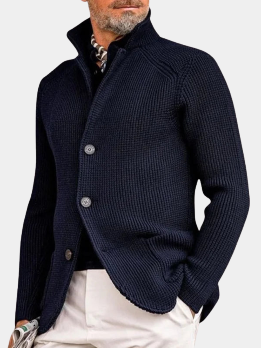 Julian | Refined Stand Collar Knit Cardigan - Valereo
