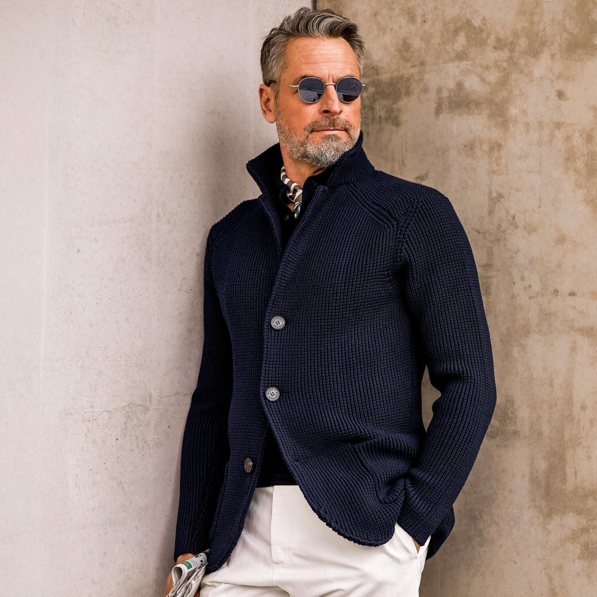 Julian | Refined Stand Collar Knit Cardigan - Valereo