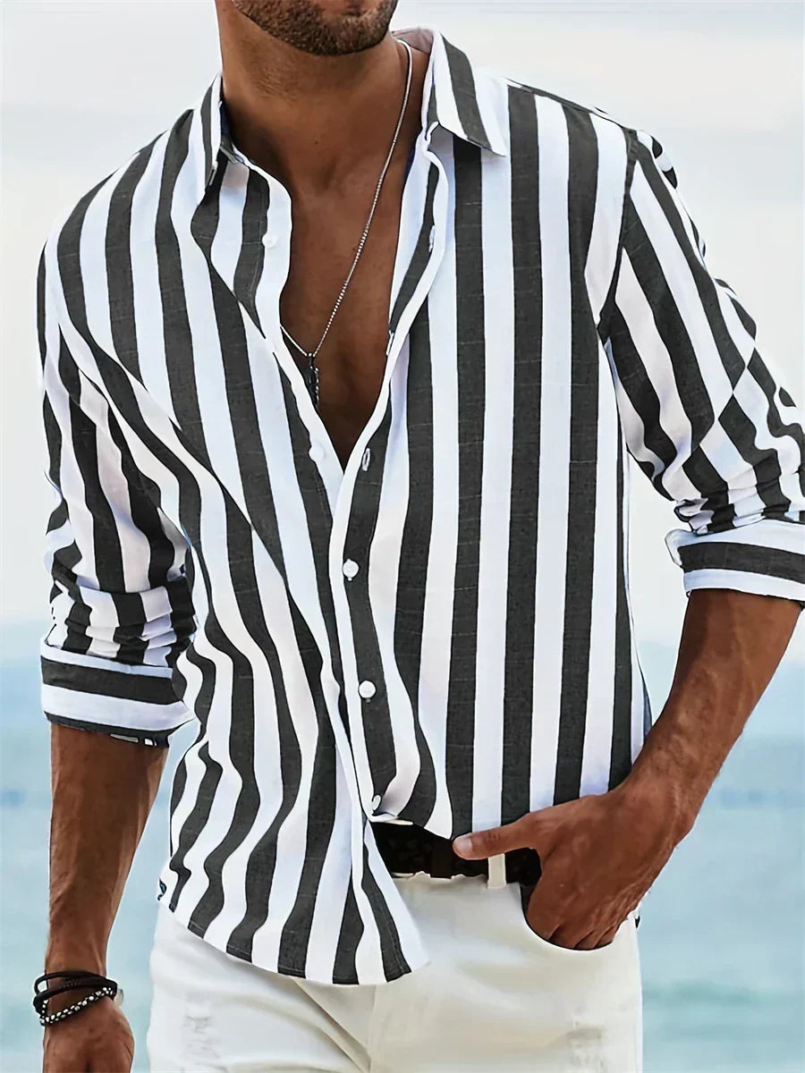 Julian | Relaxed Striped Button-Up Shirt - Valereo