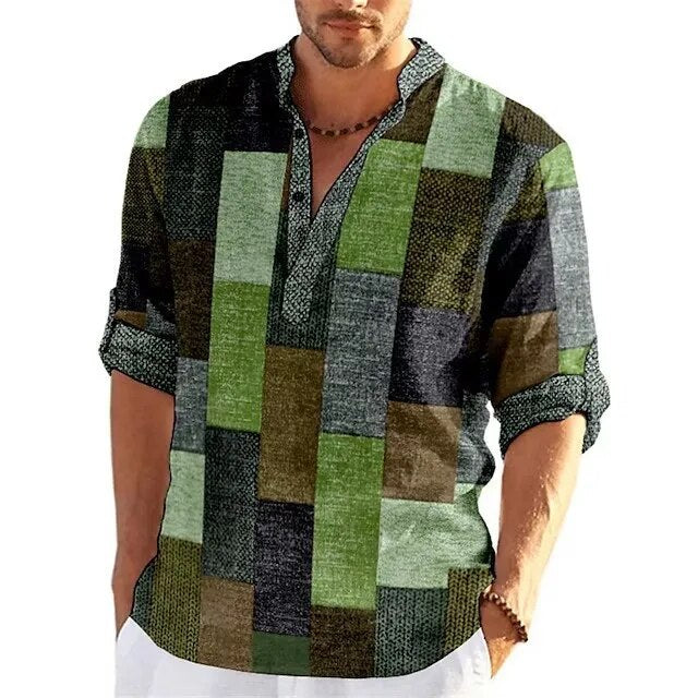 Julian | Stylish Patchwork Henley Polo Shirt - Valereo