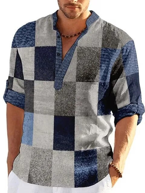 Julian | Stylish Patchwork Henley Polo Shirt - Valereo
