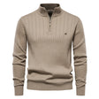 Men's Quarter Zip Ribbed Sweater Mock Neck