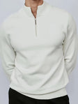 Men's Quarter Zip Sweater Ribbed Mock Neck