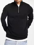 Men's Quarter Zip Sweater Ribbed Mock Neck