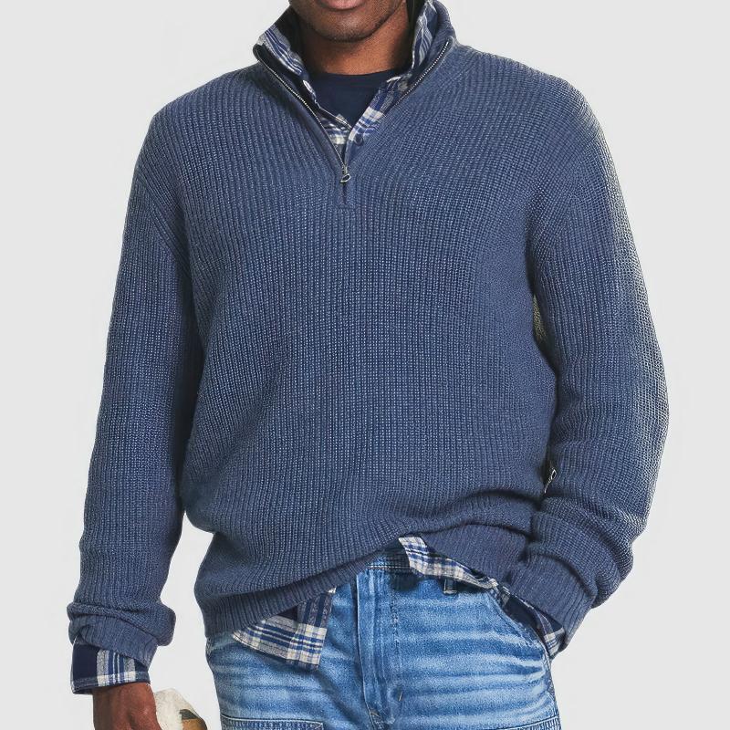 Marcus | Casual Quarter-Zip Ribbed Knit Sweater - Valereo