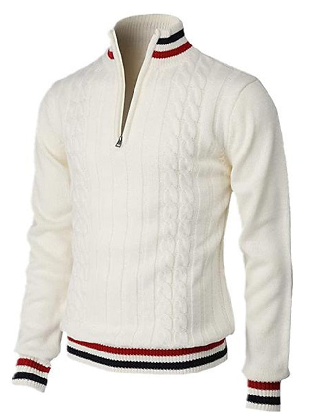 Marcus | Classic Cable Knit Quarter-Zip Sweater - Valereo