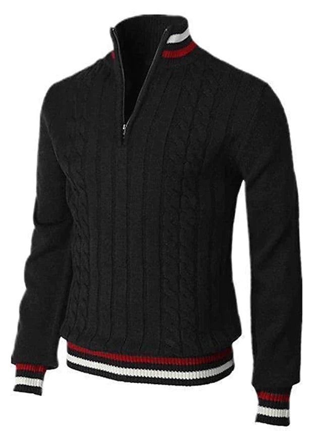 Marcus | Classic Cable Knit Quarter-Zip Sweater - Valereo