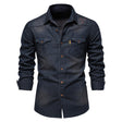 Men's Stretch Denim Shirt Chest Pockets