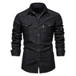 Men's Stretch Denim Shirt Chest Pockets