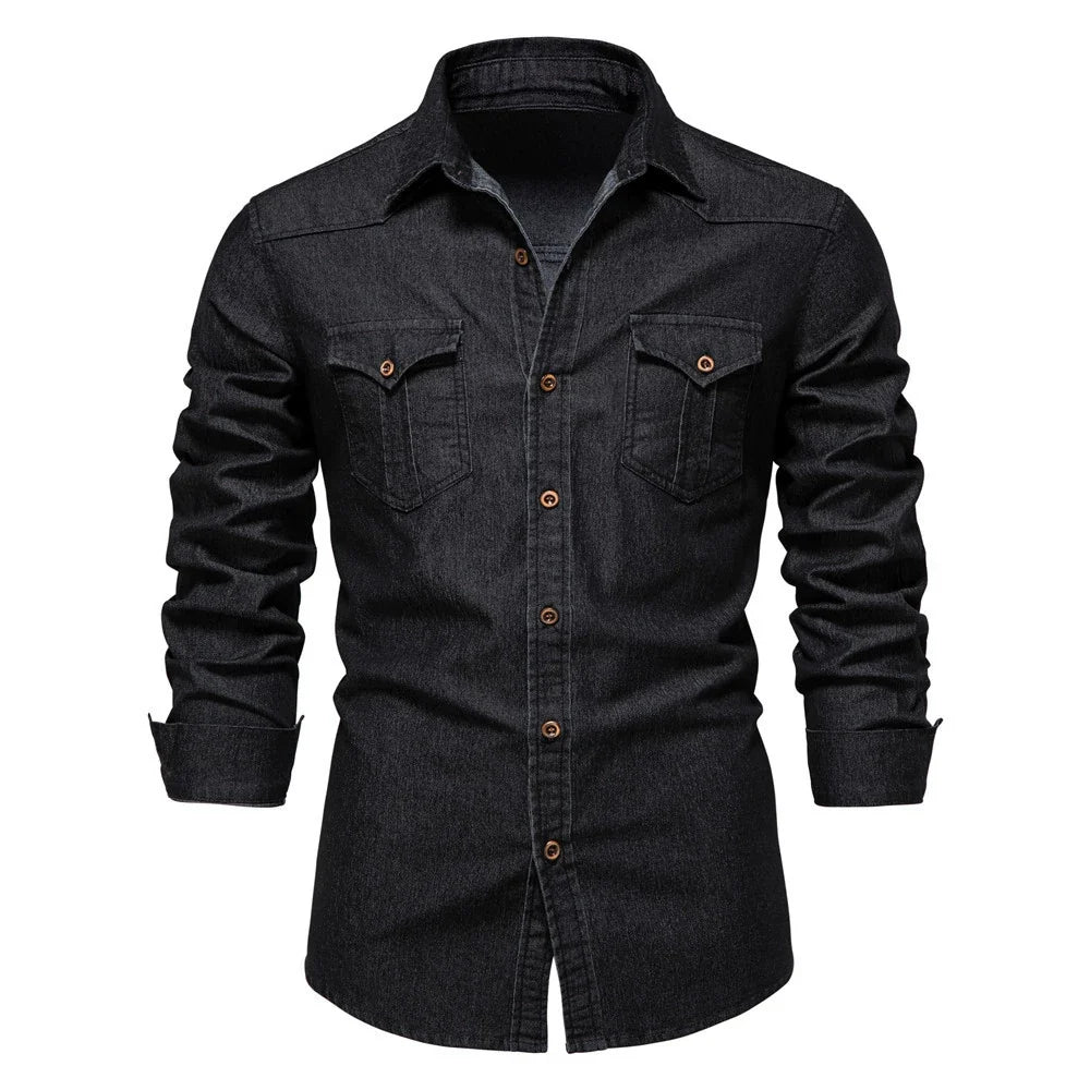 Mason | Casual Denim Button-Up Shirt - Valereo