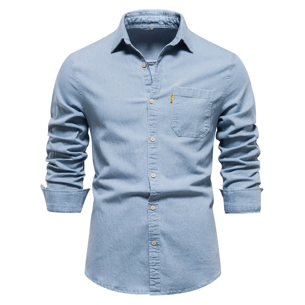 Mason | Casual Denim Button-Up Shirt - Valereo