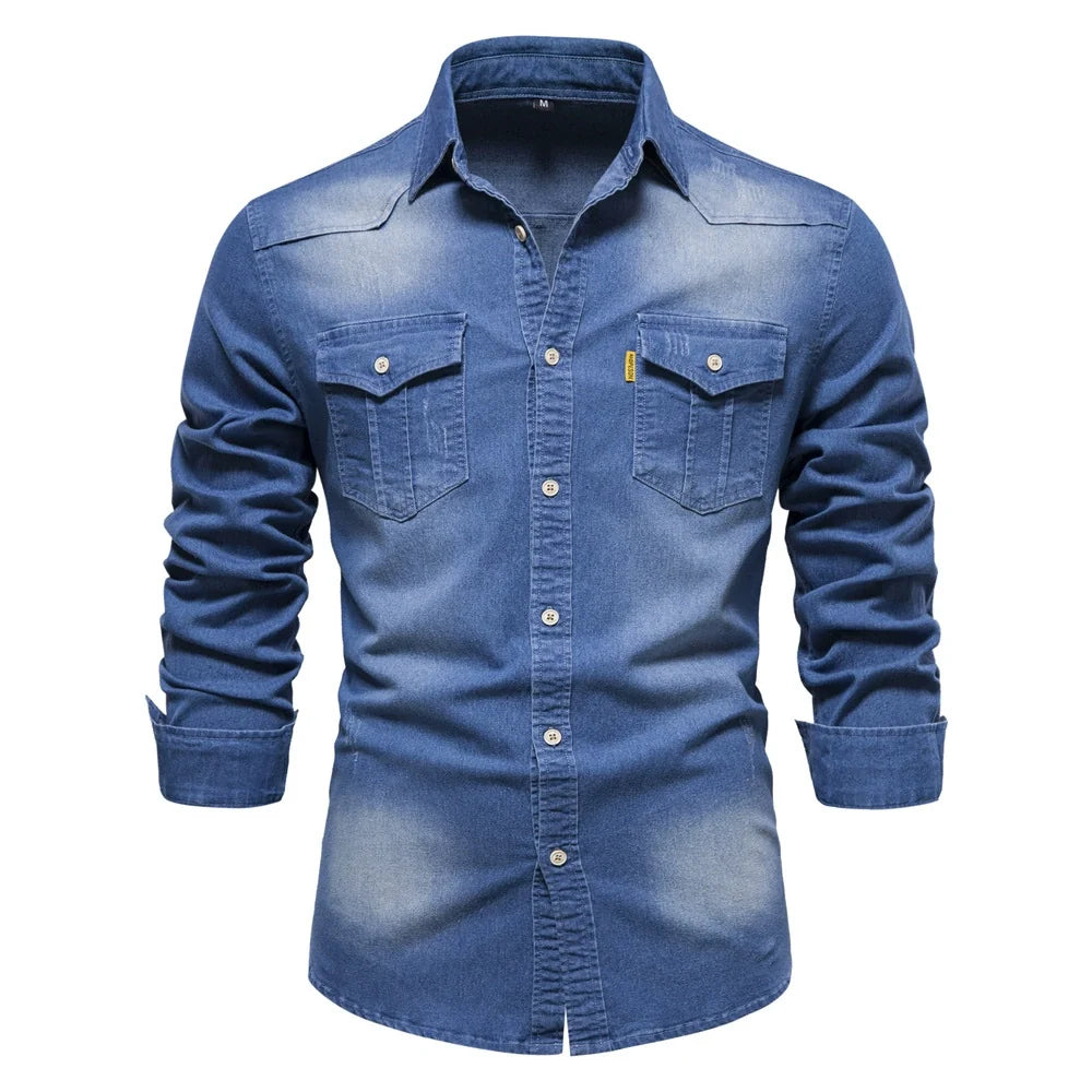 Mason | Casual Denim Button-Up Shirt - Valereo