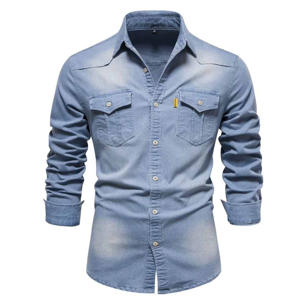 Mason | Casual Denim Button-Up Shirt - Valereo