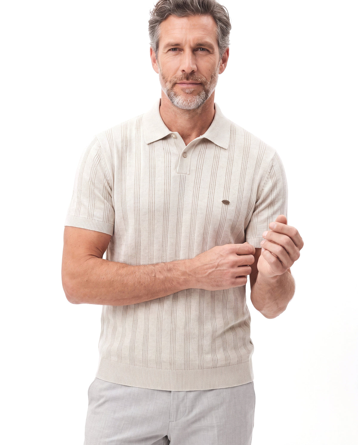 Mason | Refined Striped Knit Polo - Valereo